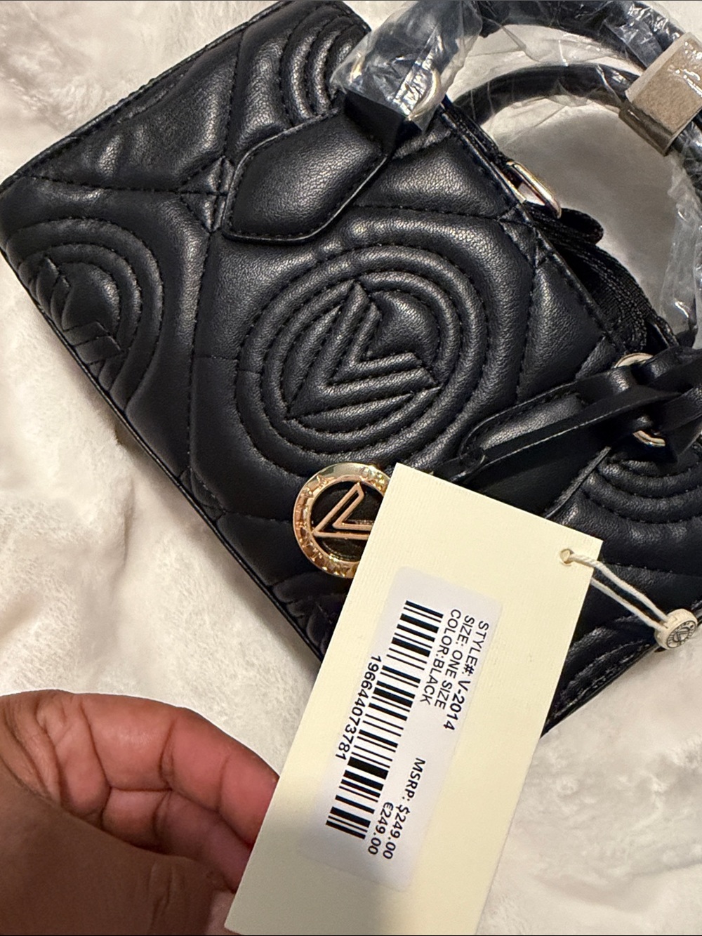 Valentino Orlandi Black Quilted Crossbody Satchel with Gold Charm - Picture 3 of 6